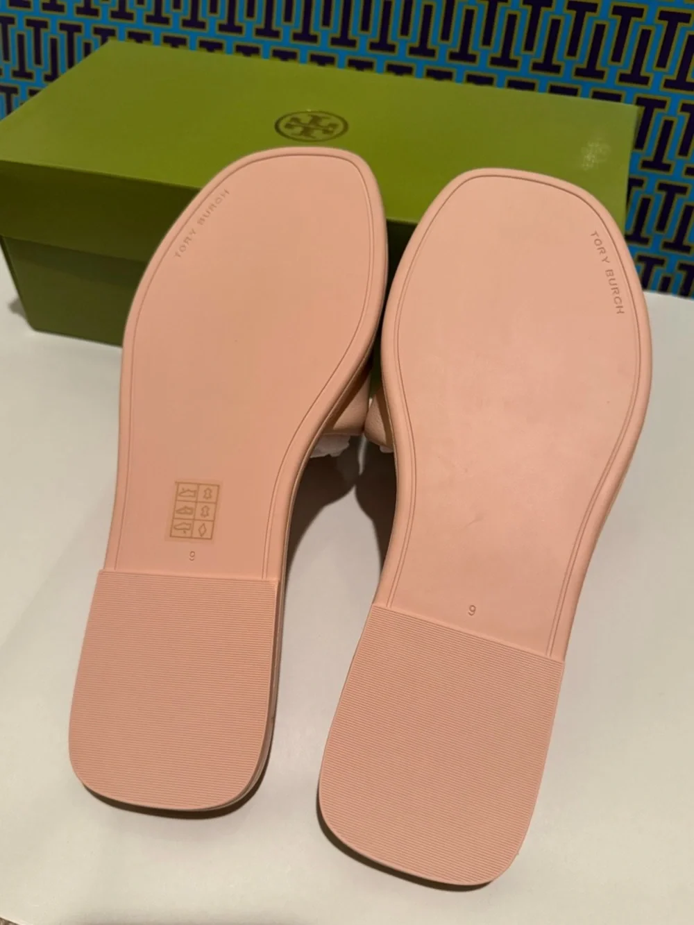 Tory Burch Shell Pink Double T Deco Sport Slide Sandals
